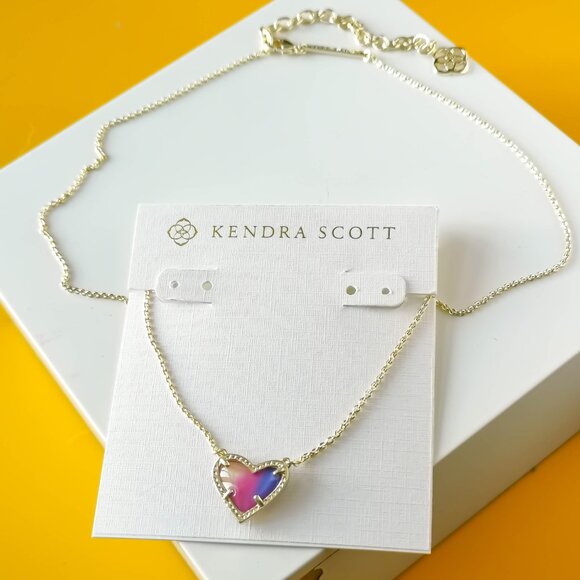 Ari Heart Gold Watercolor Illusion Pendant Necklace by Kendra Scott - Picture 2 of 3